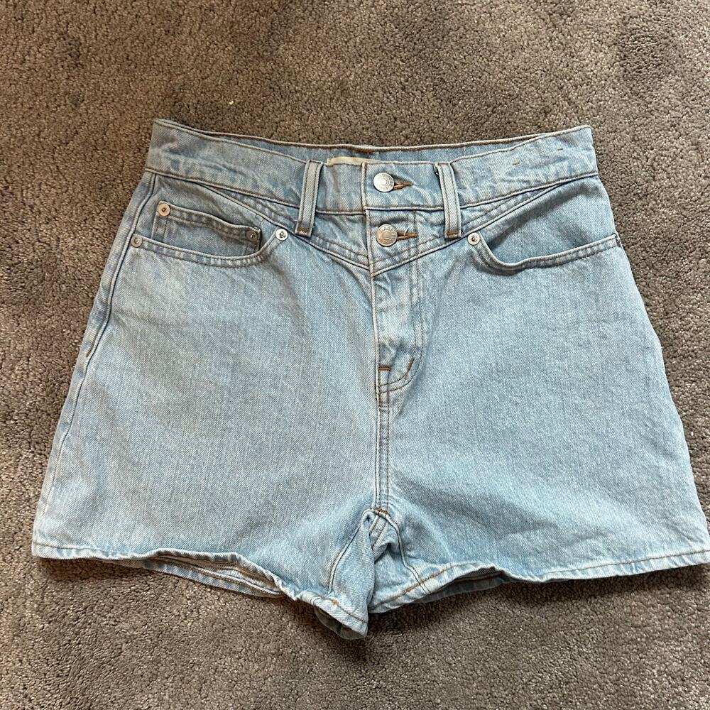 Madewell High Rise Mom Jean Shorts Retro Denim Flattering Modest Light Wash 25 - Picture 4 of 6